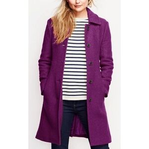 Land's End fuchsia purple wool blend pea coat